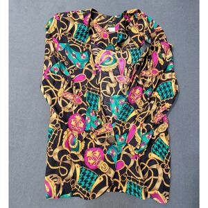 VTG Stuart Alan Baroque Chain Equestrian Gold USA Made Blazer Shoulder Pads SZ18